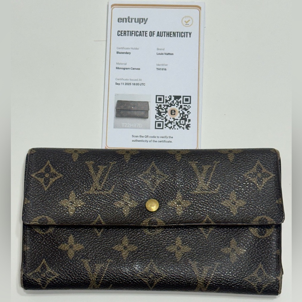 Louis Vuitton Monogram Porte Trésor International Wallet M61215 Entrupy COA
